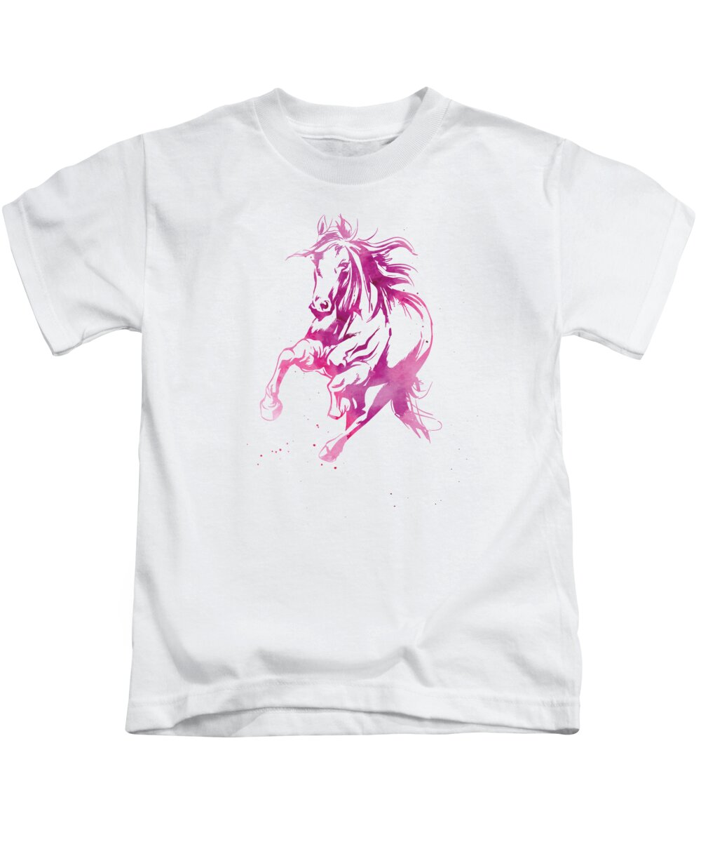 Horse Kids T-Shirt featuring the digital art Horse Water Color Horse Girl Just A Girl Who Love Horses #7 by Toms Tee Store