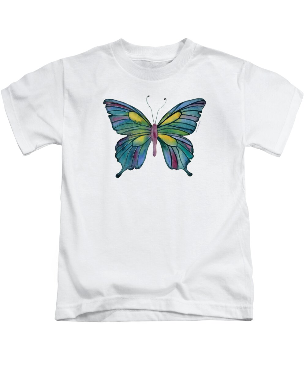 Amy Kirkpatrick Butterfly Kids T-Shirt featuring the painting 71 Cathedral Butterfly by Amy Kirkpatrick