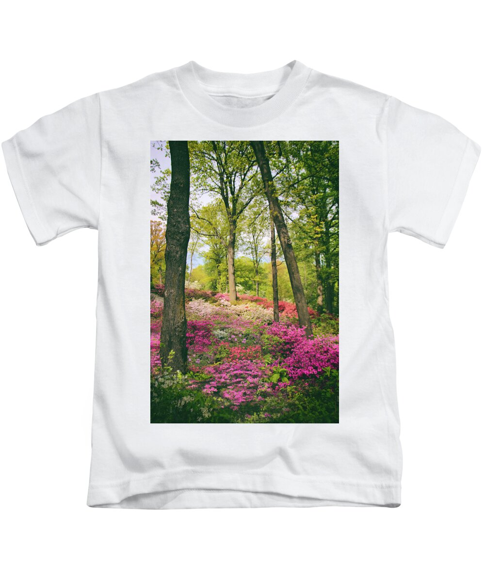 Azaleas Kids T-Shirt featuring the photograph A Colorful Hillside by Jessica Jenney