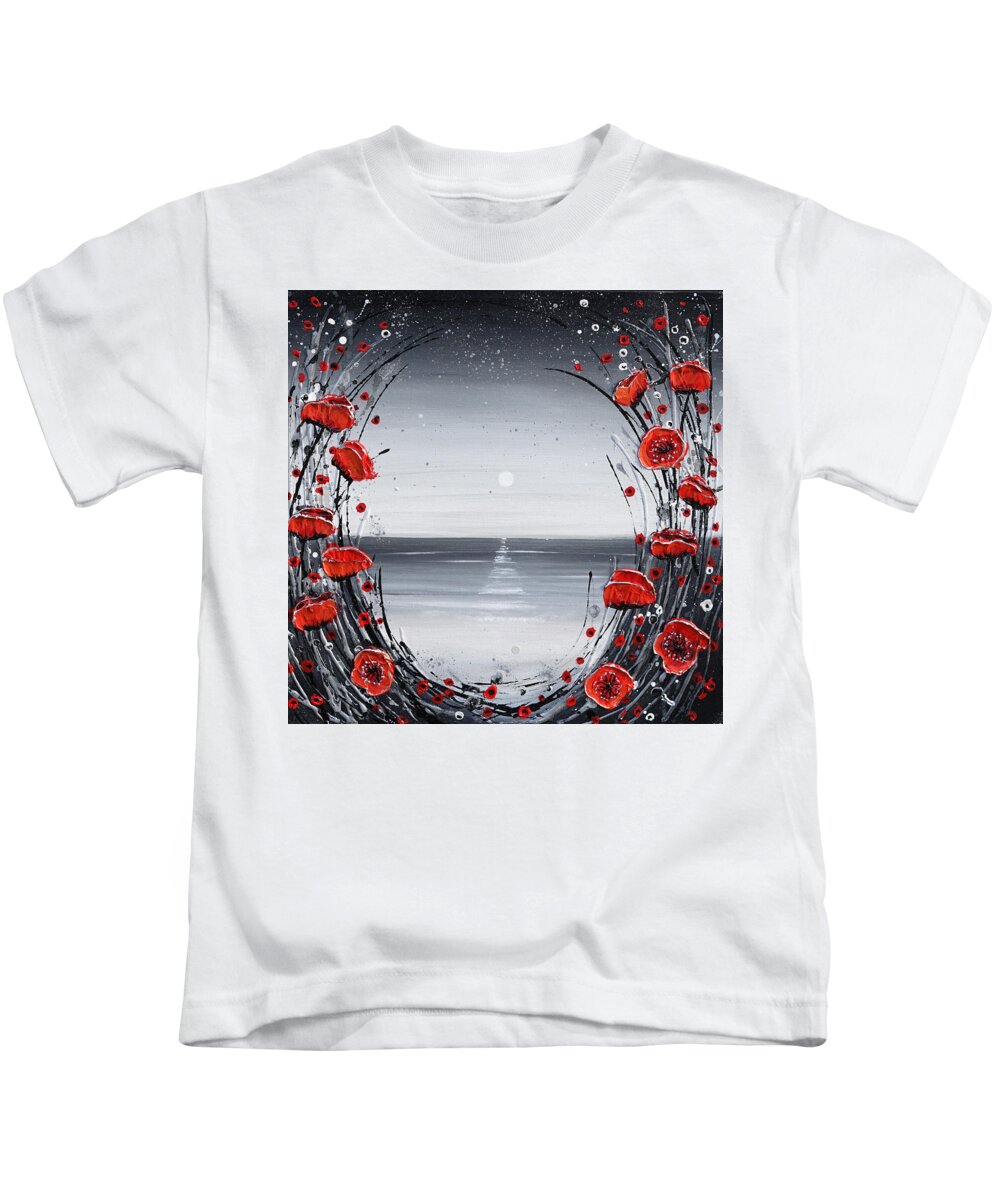 Redpoppies Kids T-Shirt featuring the painting A piece of my Heart by Amanda Dagg