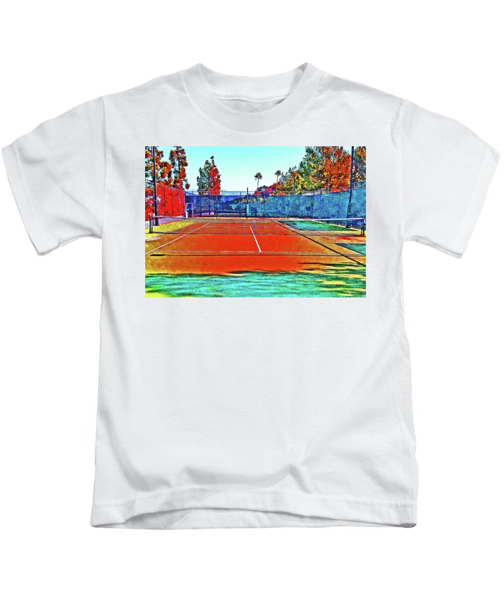 Abstract Kids T-Shirt featuring the photograph Abstract Tennis Court by Andrew Lawrence