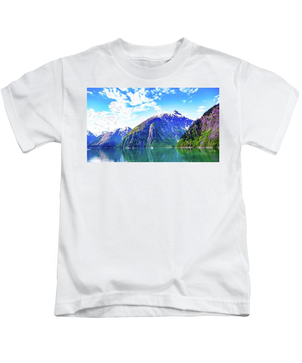 Alaska Kids T-Shirt featuring the digital art Alaska Inside Passage wide by SnapHappy Photos
