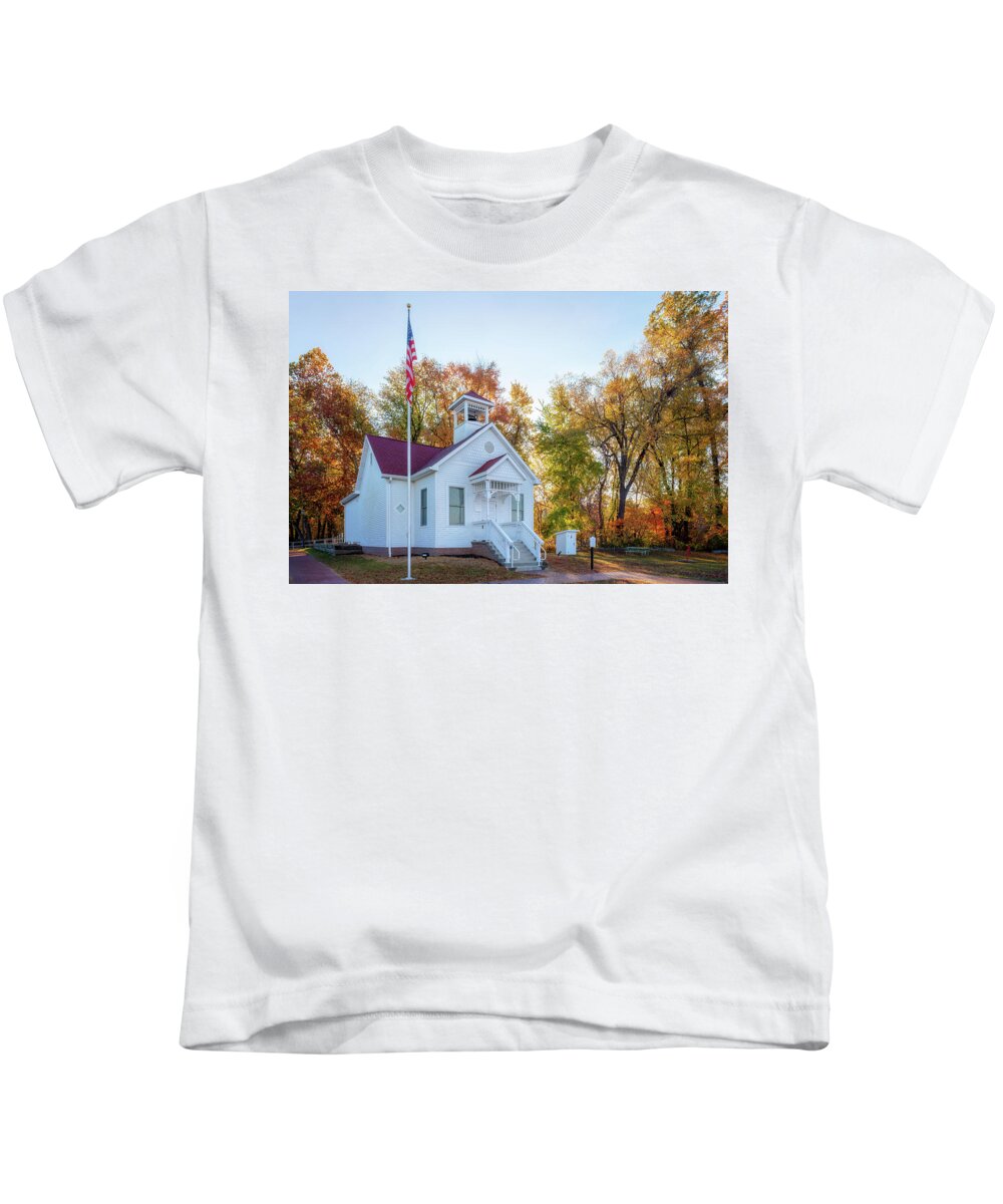 One Room Schoolhouse Kids T-Shirt featuring the photograph Alexander School - Jasper, Indiana by Susan Rissi Tregoning