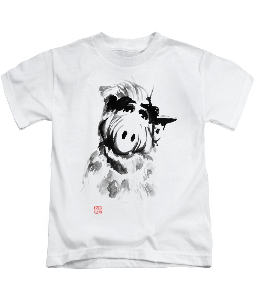 Alf Kids T-Shirt featuring the painting alf by Pechane Sumie
