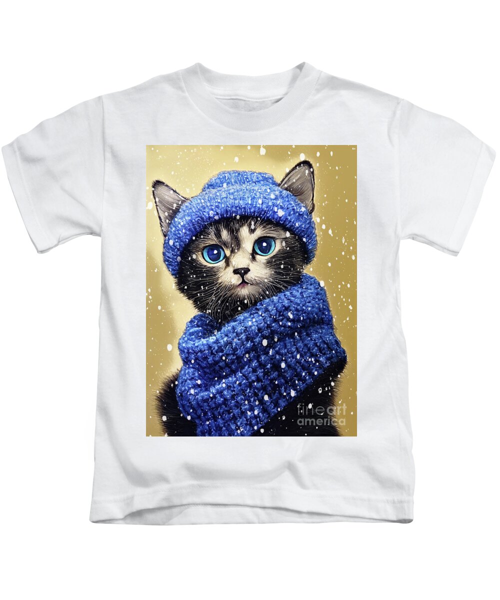 #faaAdWordsBest Kids T-Shirt featuring the digital art All Warm And Toasty by Tina LeCour