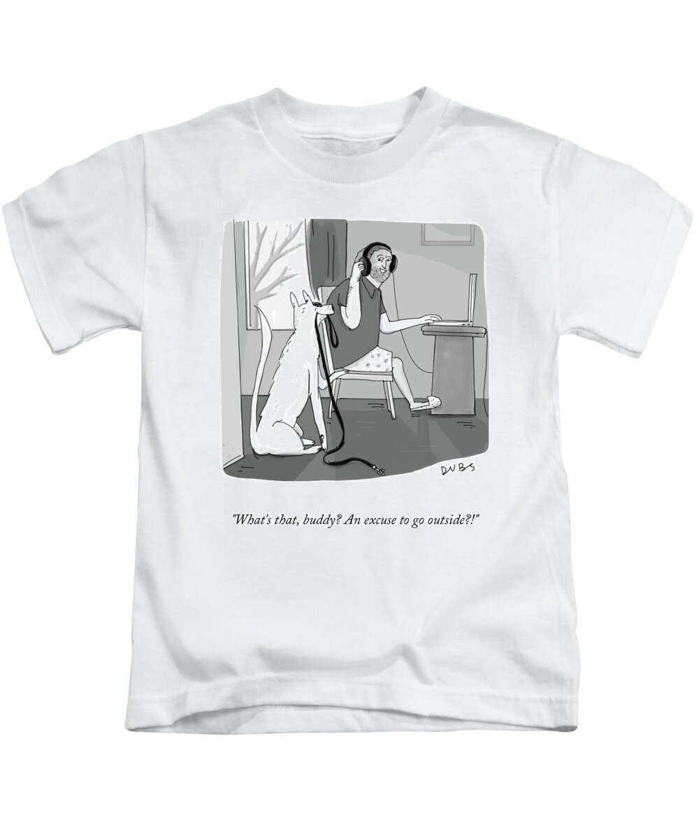 What's That Kids T-Shirt featuring the drawing An Excuse To Go Outside by Andy Dubbin