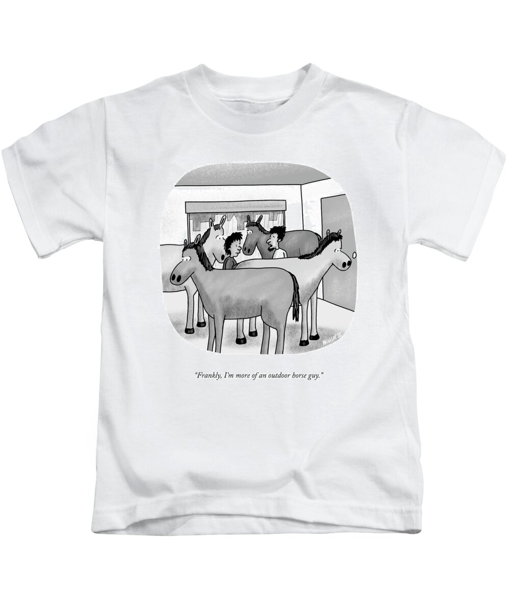 Frankly Kids T-Shirt featuring the drawing An Outdoor Horse Guy by Lonnie Millsap