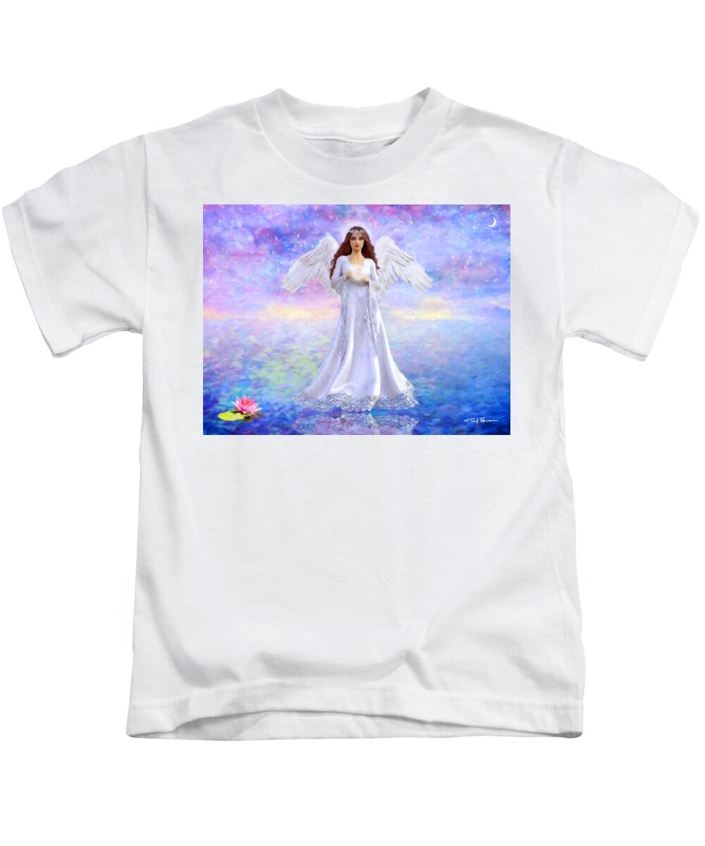  Kids T-Shirt featuring the painting Angel Afriel by Trask Ferrero