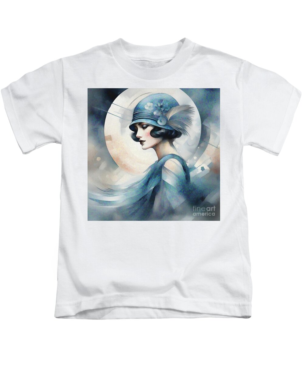 Abstract Kids T-Shirt featuring the digital art Art Deco Style Portrait - 02278 by Philip Preston