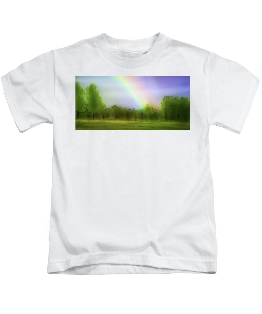 Rainbows Kids T-Shirt featuring the digital art Art - The Rainbow by Matthias Zegveld