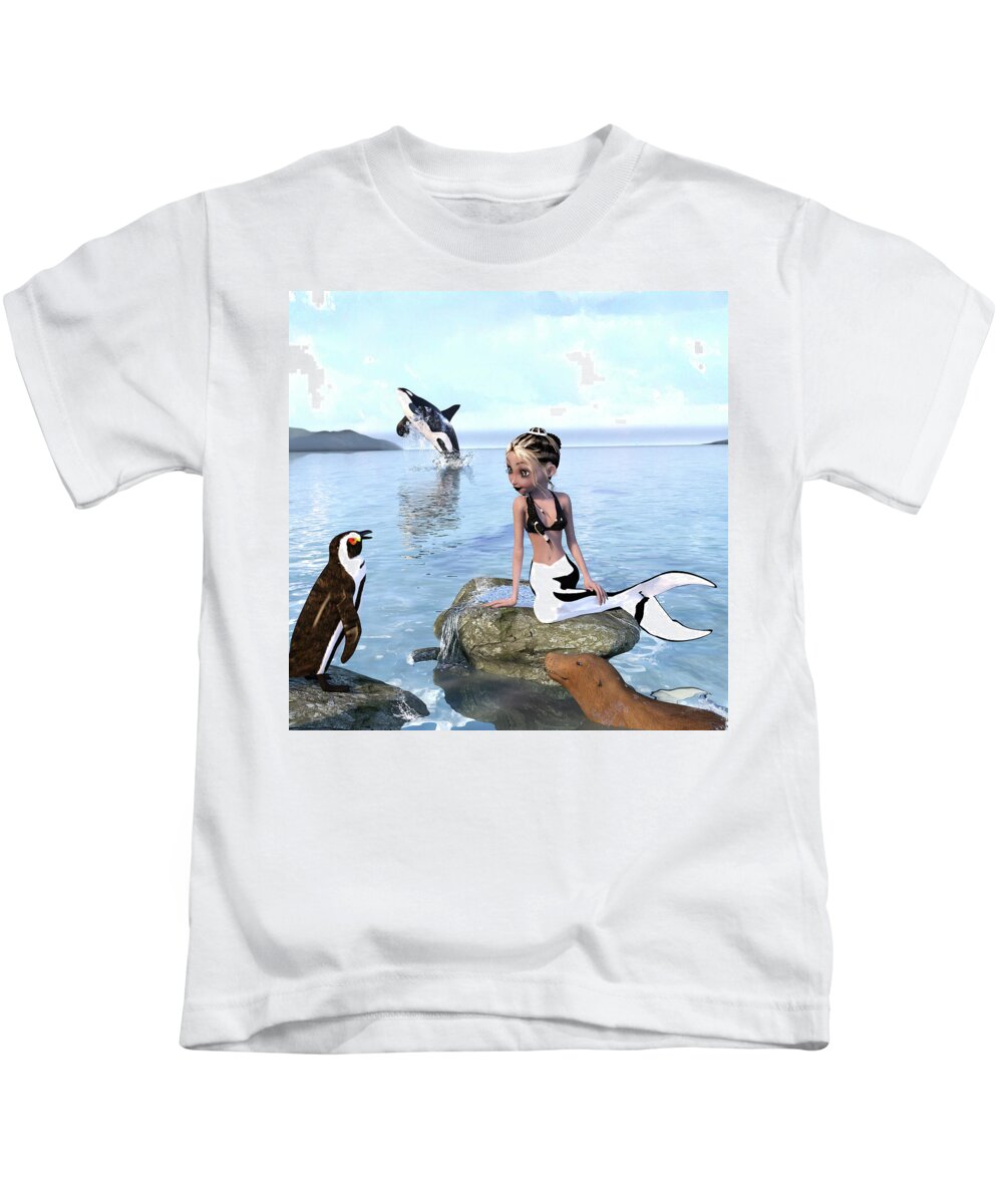Morning Meeting Kids T-Shirt featuring the digital art Morning Meeting by Two Hivelys