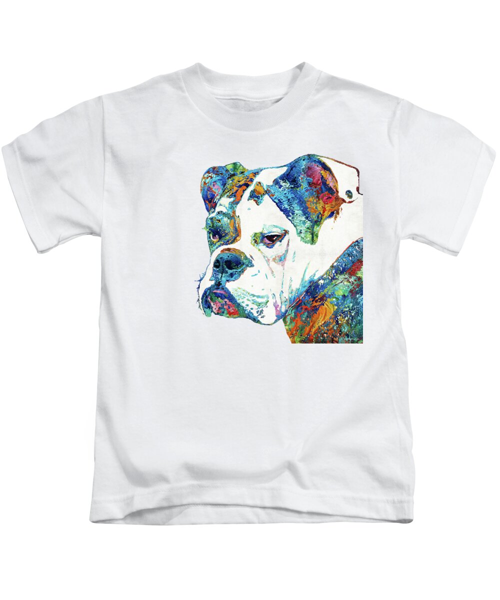 Bulldog Kids T-Shirt featuring the painting Colorful English Bulldog Art By Sharon Cummings by Sharon Cummings