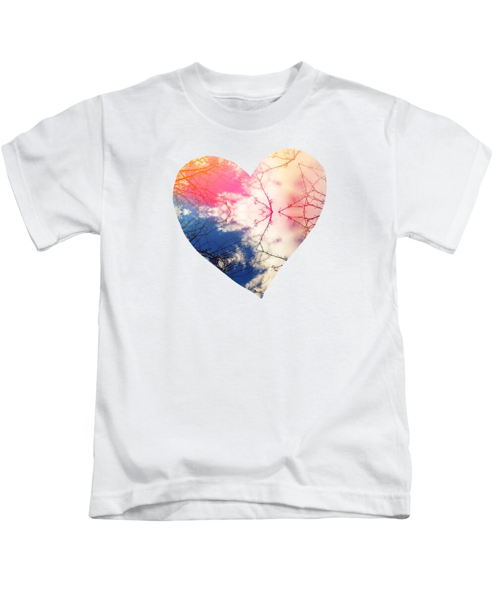 Colorful Kids T-Shirt featuring the digital art Cloudburst tree kaleidoscope by Itsonlythemoon