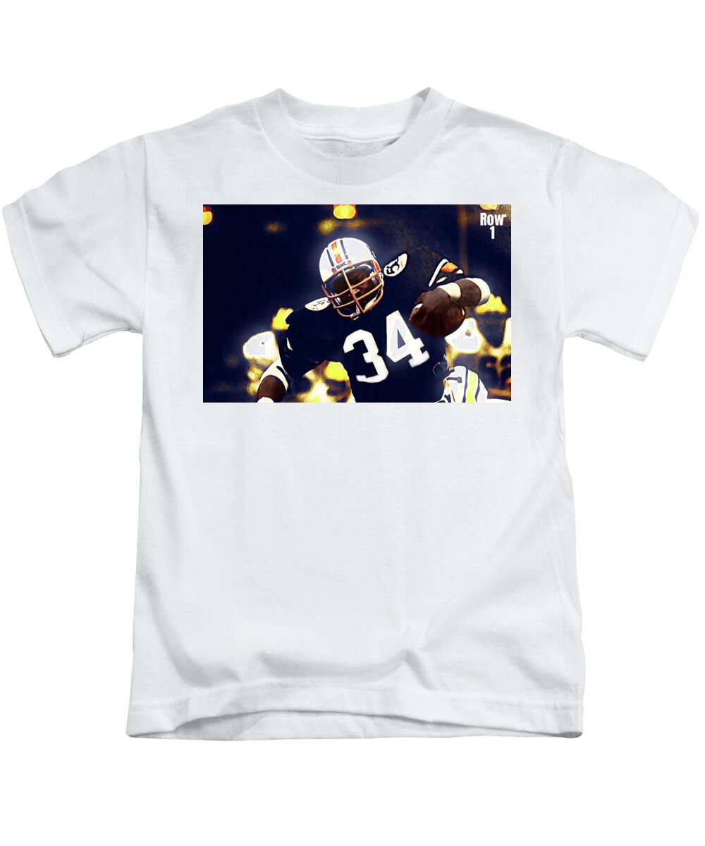 College Football Kids T-Shirt featuring the mixed media 1984 Bo Jackson Football Art by Row One Brand