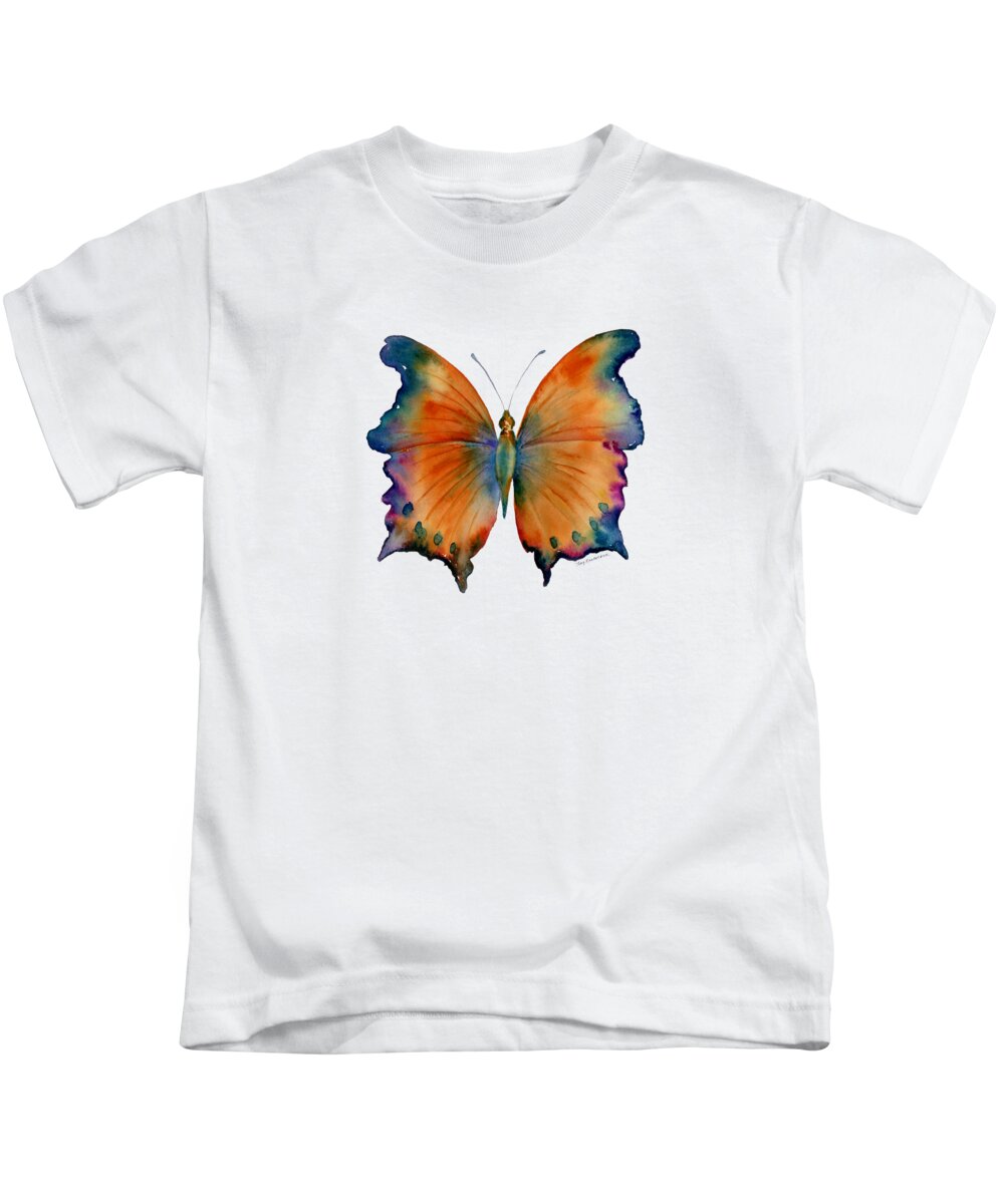Wizard Butterfly Butterfly Butterflies Butterfly Print Butterfly Card Butterfly Cards Orange Orange And Blue Orange And Purple Orange Butterfly Nature Wings Winged Insect Nature Watercolor Butterflies Watercolor Butterfly Watercolor Moth Orange Butterfly Face Mask Kids T-Shirt featuring the painting 1 Wizard Butterfly by Amy Kirkpatrick