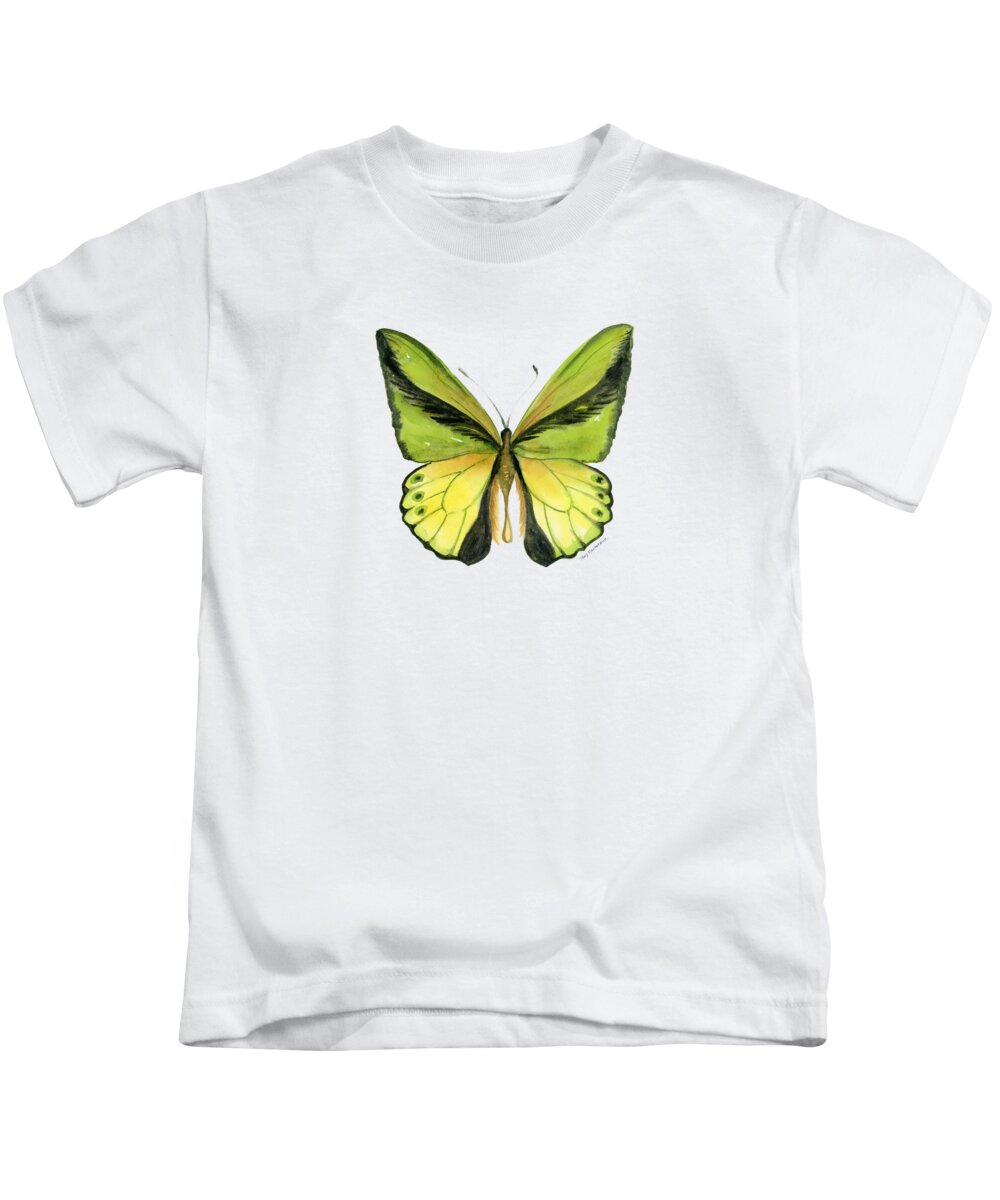 Goliath Butterfly Kids T-Shirt featuring the painting 8 Goliath Birdwing Butterfly by Amy Kirkpatrick