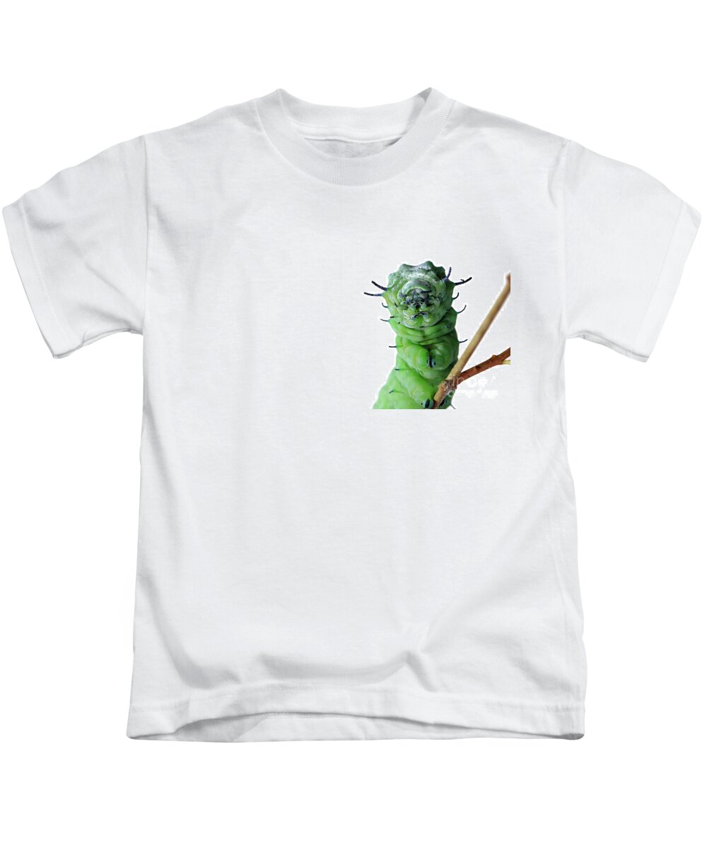 Attacus Kids T-Shirt featuring the photograph Attacus atlas caterpillar by Frederic Bourrigaud