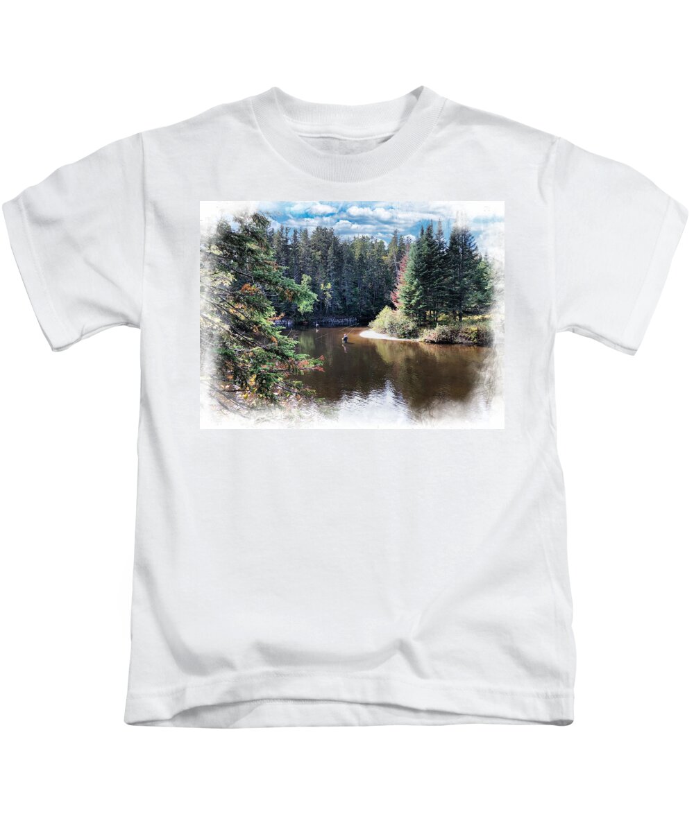 Maine Kids T-Shirt featuring the photograph Autumn Fly Fishing in Maine by Russel Considine