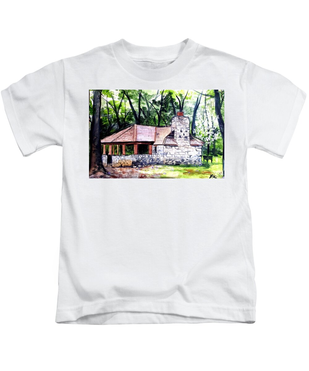 Babler Kids T-Shirt featuring the painting Babler in May by Alexandria Weaselwise Busen