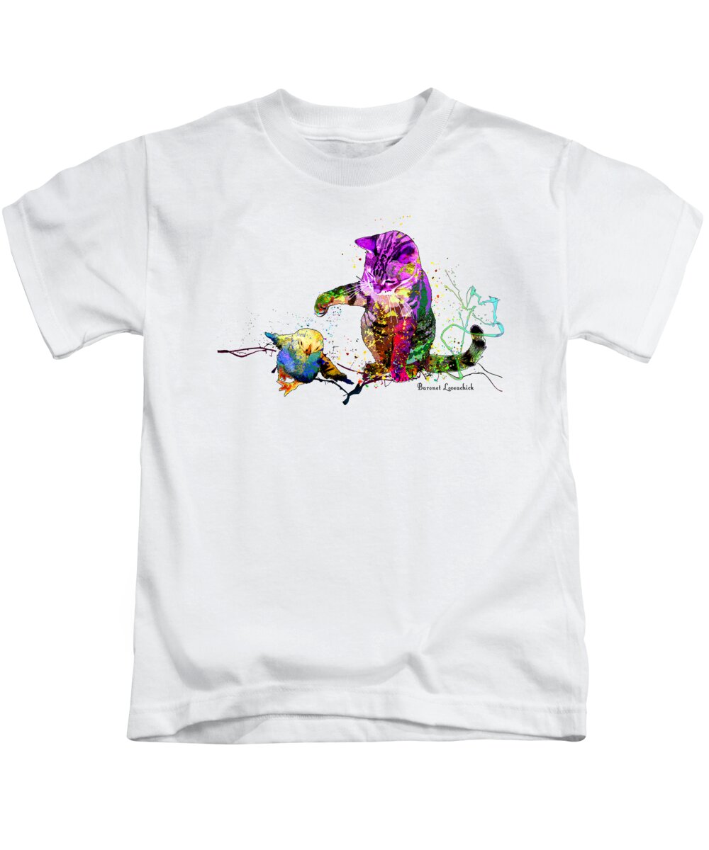 Cat Kids T-Shirt featuring the mixed media Baronet Loveachick by Miki De Goodaboom