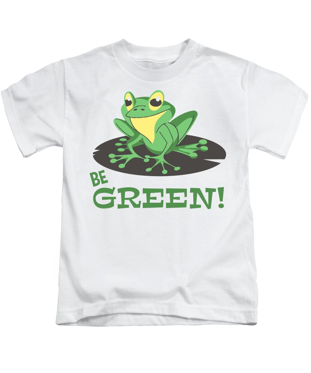 Vegetarian Kids T-Shirt featuring the digital art Be Green Frog by Jacob Zelazny