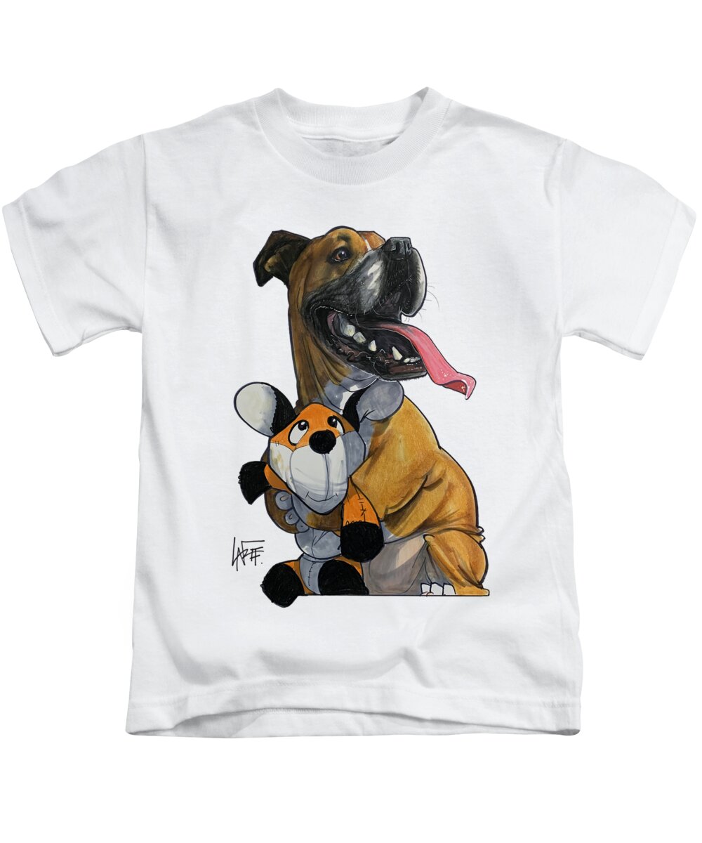 Black Kids T-Shirt featuring the drawing Black 5285 by Canine Caricatures By John LaFree