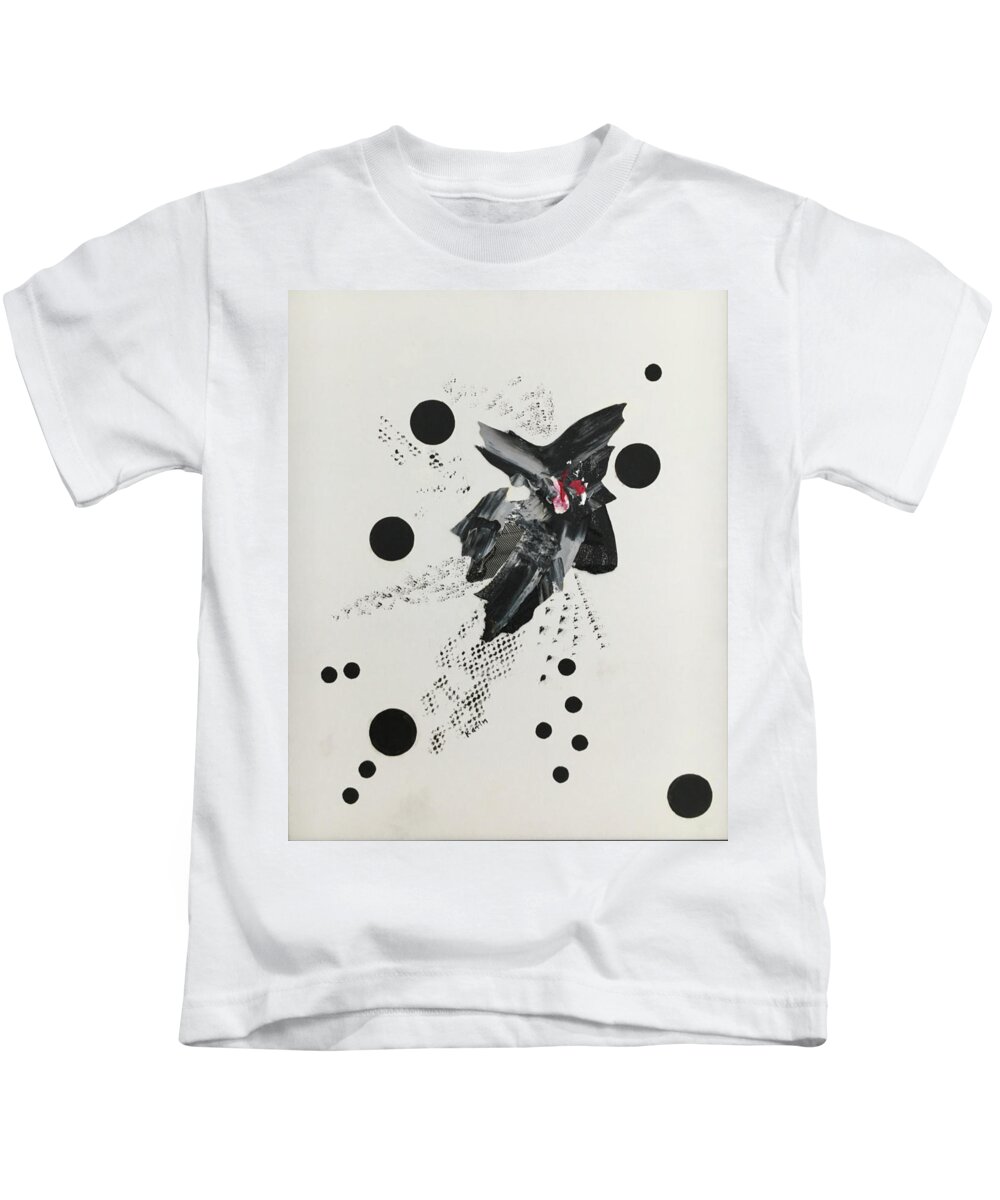 Collage Kids T-Shirt featuring the painting Black and White 1 by Karin Eisermann