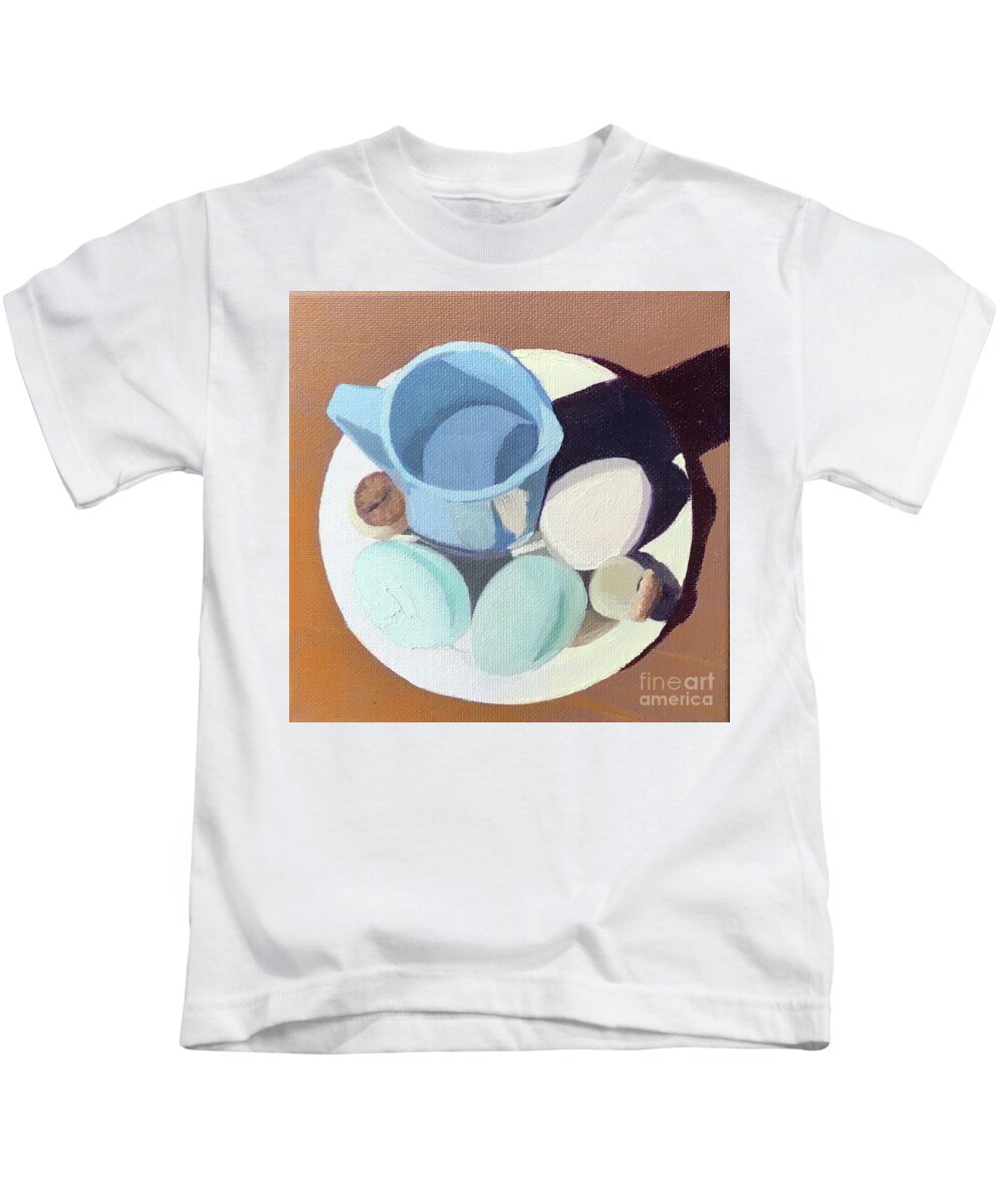 Egg Kids T-Shirt featuring the painting Blue Eggs by Anne Marie Brown