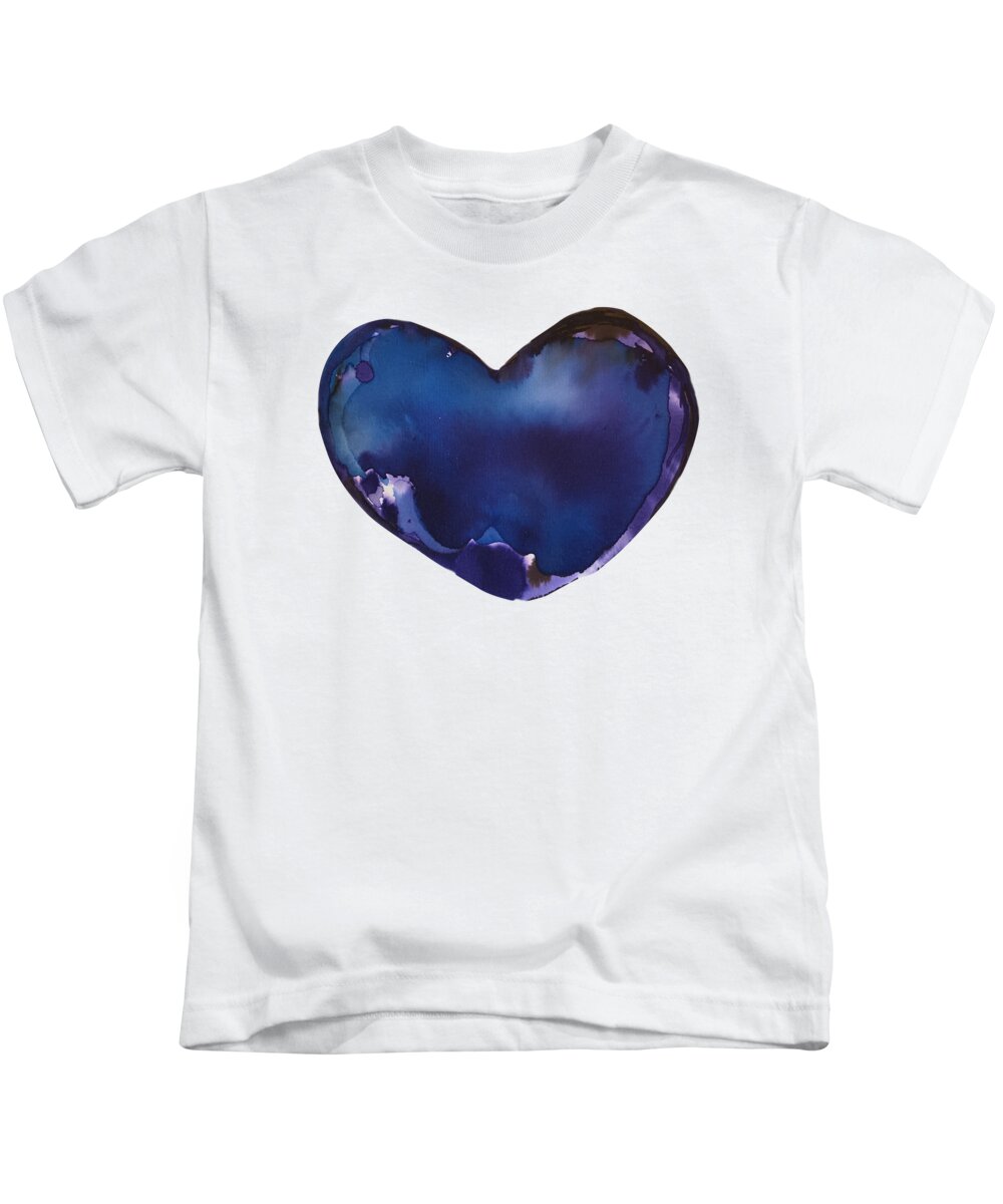 Watercolor Kids T-Shirt featuring the painting Blue Heart by Sandy Rakowitz