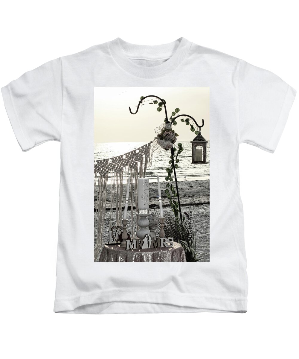 Water Kids T-Shirt featuring the photograph BOHO Beach Wedding by Portia Olaughlin