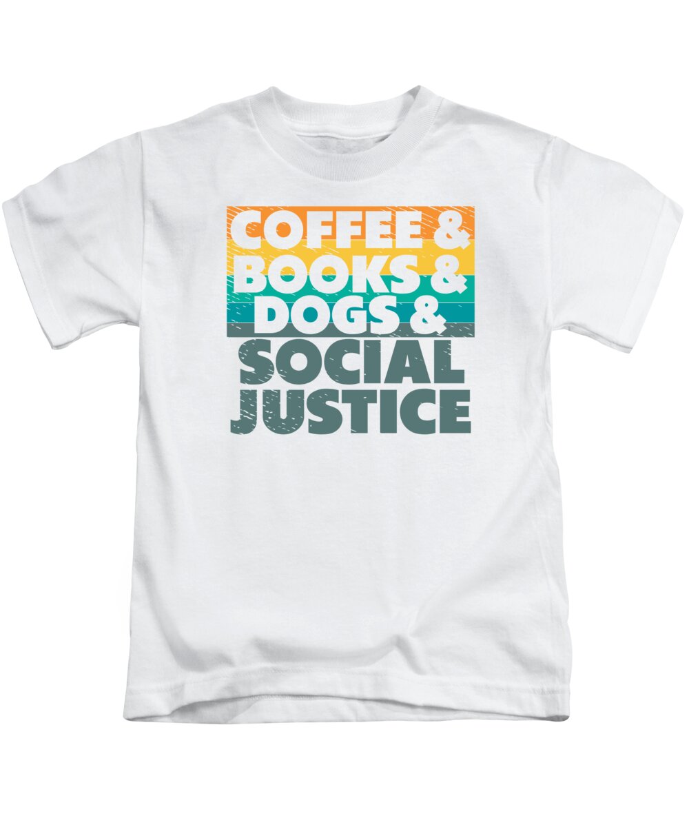 Bookworm Kids T-Shirt featuring the digital art Books Dogs Lover Human Rights Equality by Toms Tee Store