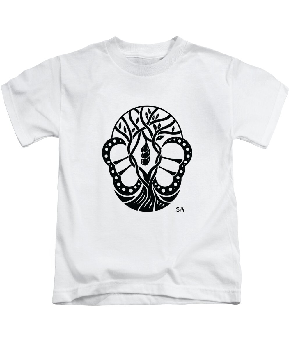 Black And White Kids T-Shirt featuring the digital art Butterfly by Silvio Ary Cavalcante