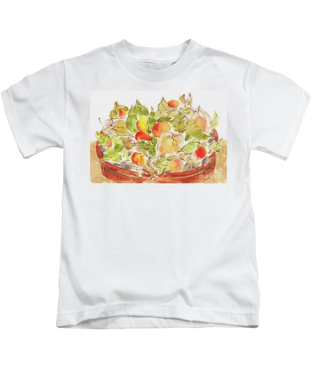 Impressionism Kids T-Shirt featuring the painting Cape Gooseberries In A Cazuala by Pat Katz