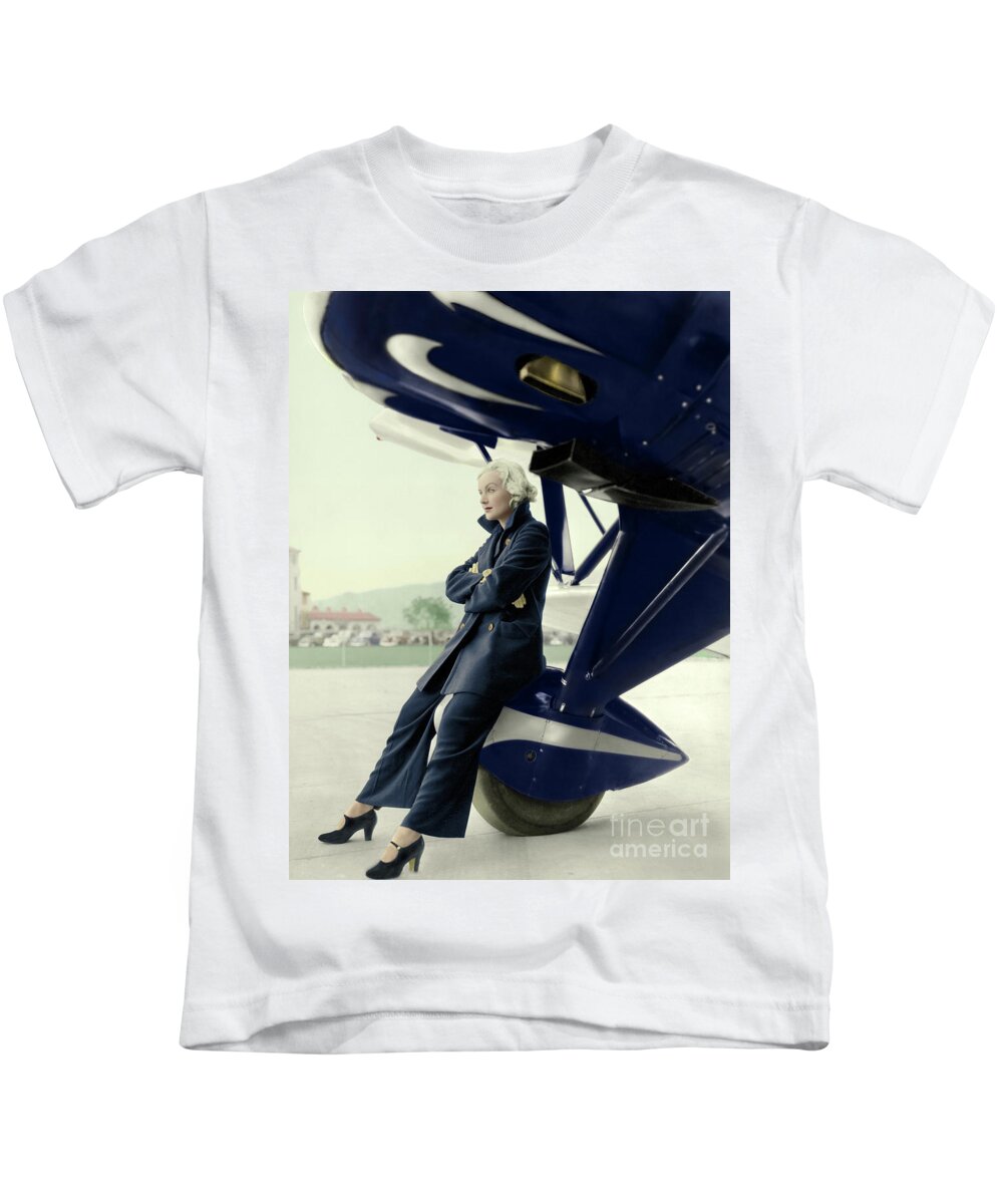 Poster Kids T-Shirt featuring the photograph Carole and the Plane by Franchi Torres