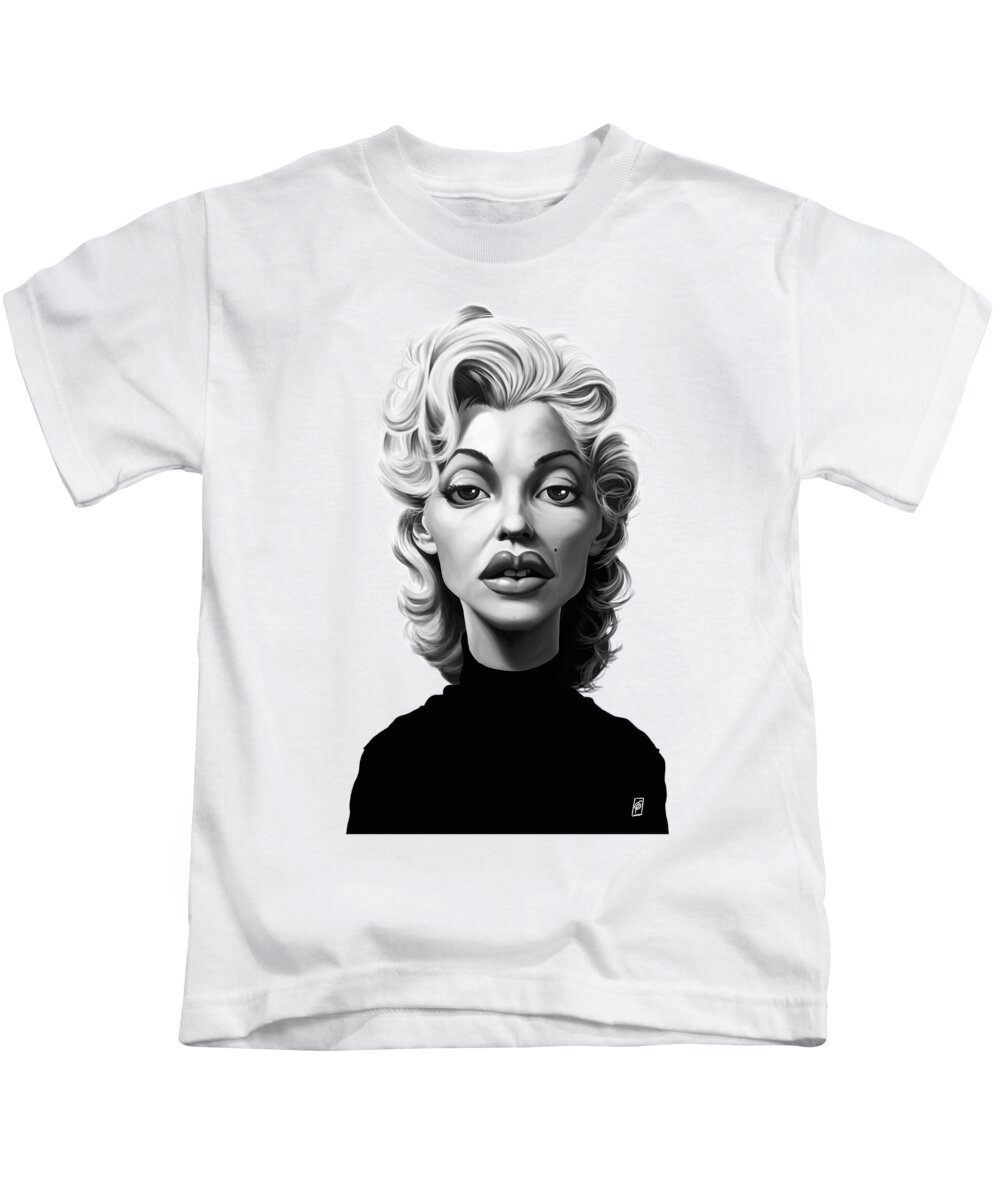 Illustration Kids T-Shirt featuring the digital art Celebrity Sunday - Marilyn Monroe by Rob Snow