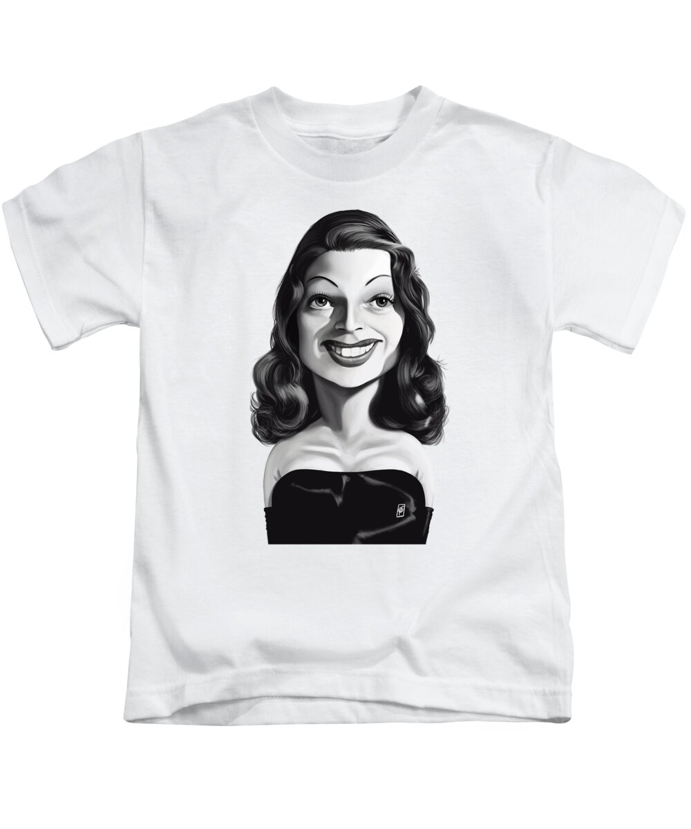 Illustration Kids T-Shirt featuring the digital art Celebrity Sunday - Rita Hayworth by Rob Snow