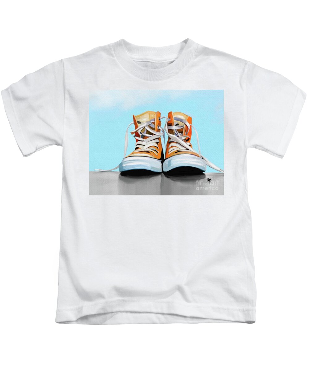 Tammy Lee Kids T-Shirt featuring the painting Chucks by Tammy Lee Bradley