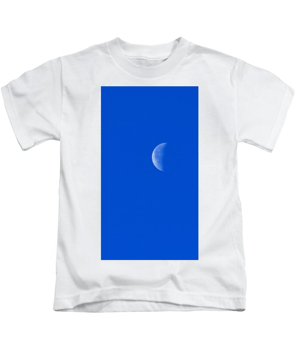 Wild Kids T-Shirt featuring the photograph Clear Half Moon in Aquarius by Judy Kennedy