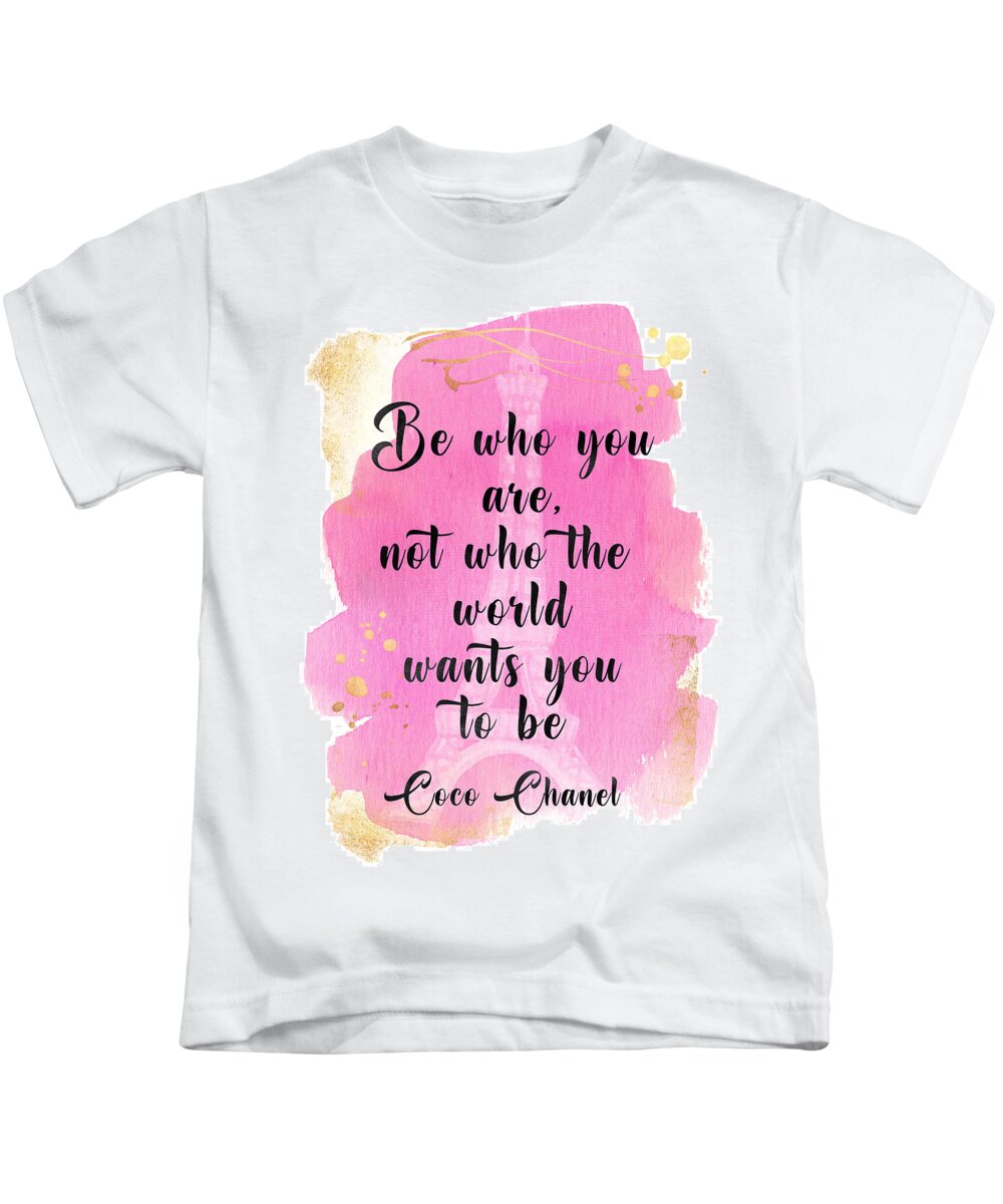 Coco Chanel quote pink watercolor Kids T-Shirt