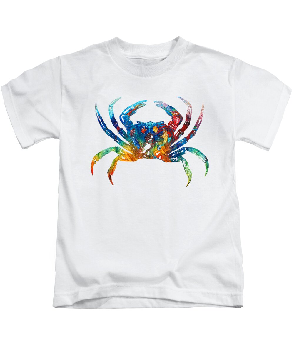 Crab Kids T-Shirt featuring the painting Colorful Crab Art by Sharon Cummings by Sharon Cummings