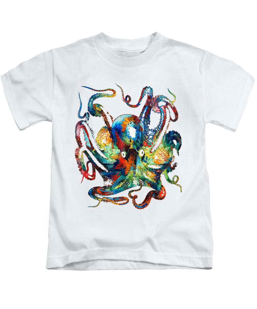 Octopus Kids T-Shirt featuring the painting Colorful Octopus Art by Sharon Cummings by Sharon Cummings