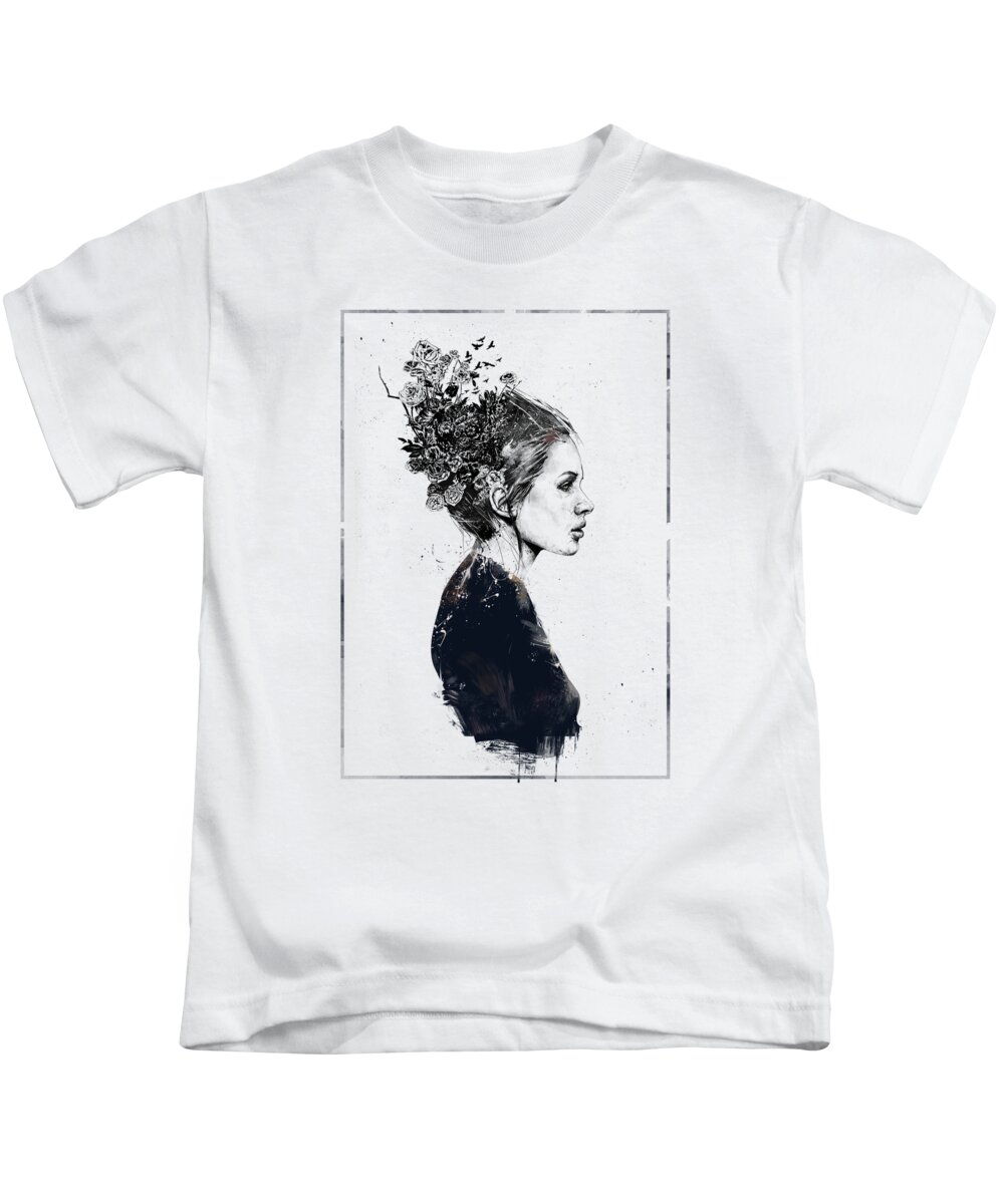 Girl Kids T-Shirt featuring the painting Coming home by Balazs Solti