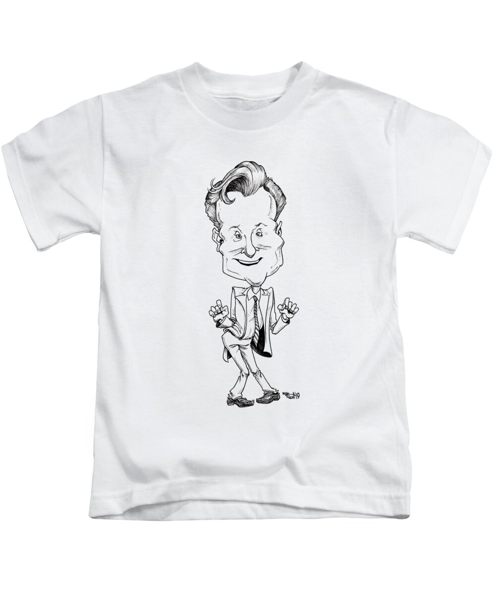Caricature Kids T-Shirt featuring the drawing Conan O'Brien by Mike Scott