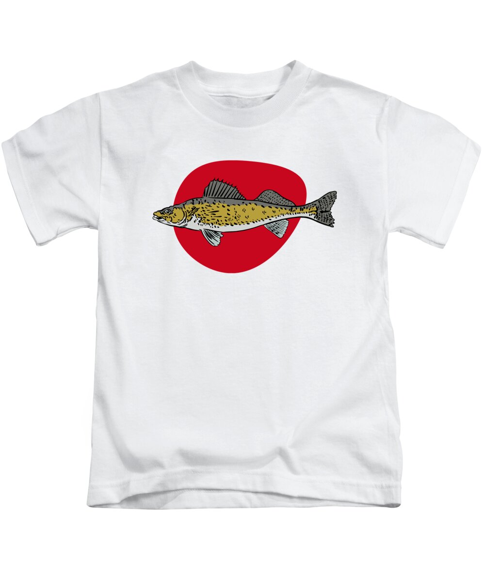 Creative fishing design with Cool fish design super gift idea for all trout  carp pike perch walleye or catfish anglers Great birthday gift for hobby  anglers like your father son Kids T-Shirt