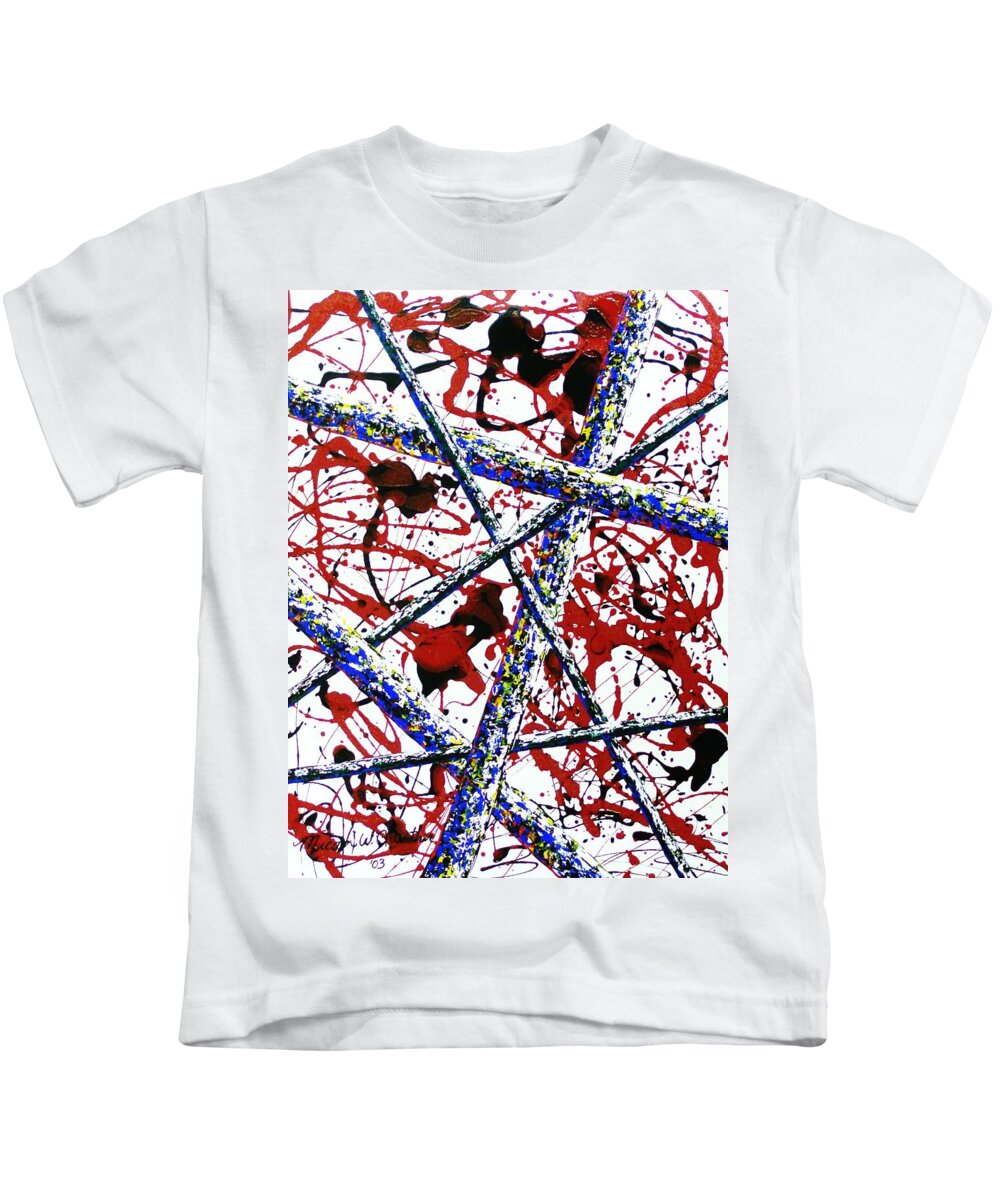 Contemporary / Abstract Kids T-Shirt featuring the painting Criss-Cross by Micah Guenther