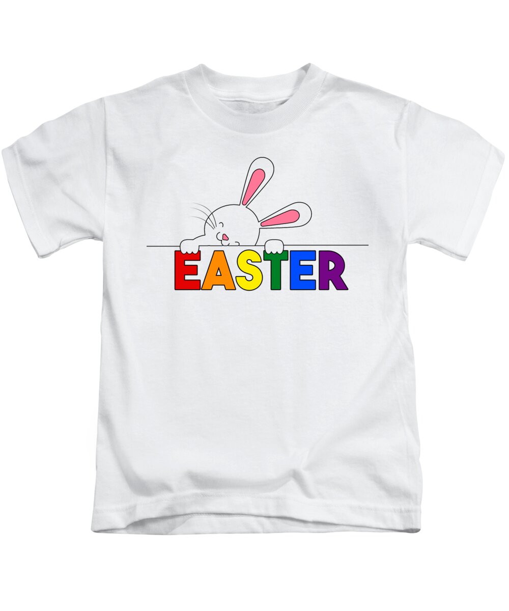Easter Kids T-Shirt featuring the digital art Cute Easter Bunny LGBT Rainbow Theme by Doreen Erhardt
