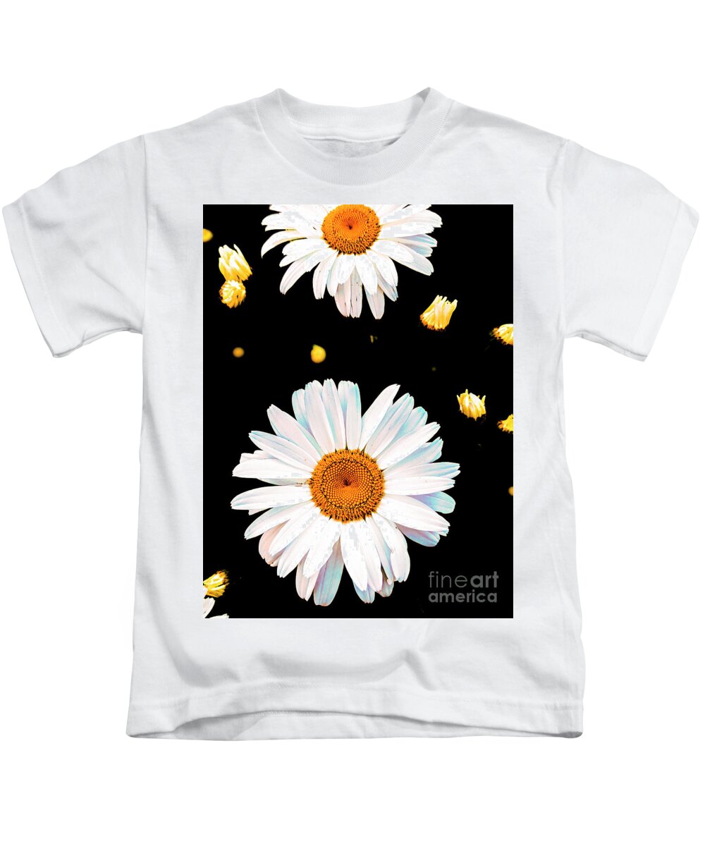 Daisy Kids T-Shirt featuring the photograph Daisy On Black by Claudia Zahnd-Prezioso