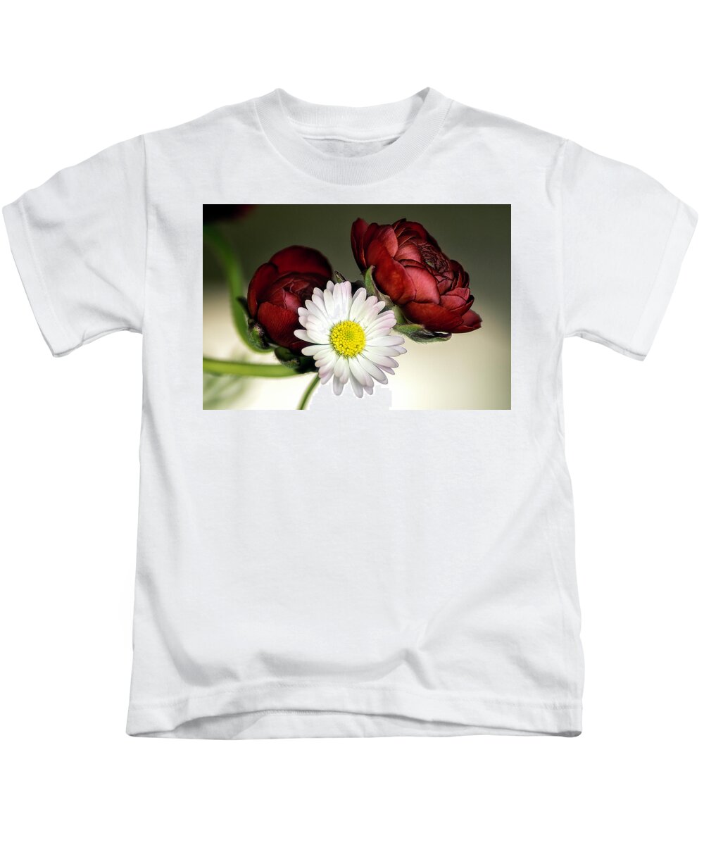 Flowers Kids T-Shirt featuring the photograph Daisy with Persian Buttercups 2 by Wolfgang Stocker