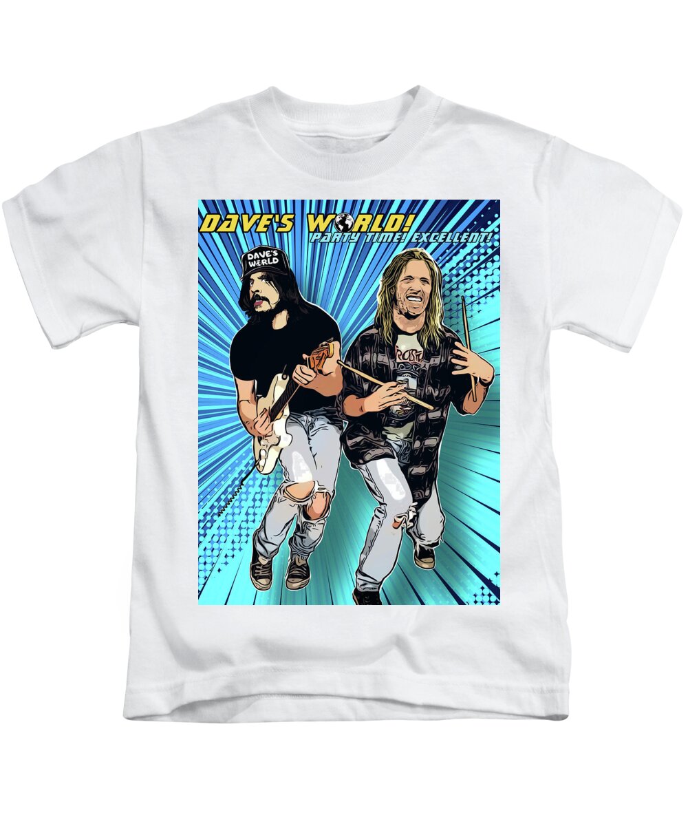 Dave Grohl Kids T-Shirt featuring the digital art Daves World by Christina Rick