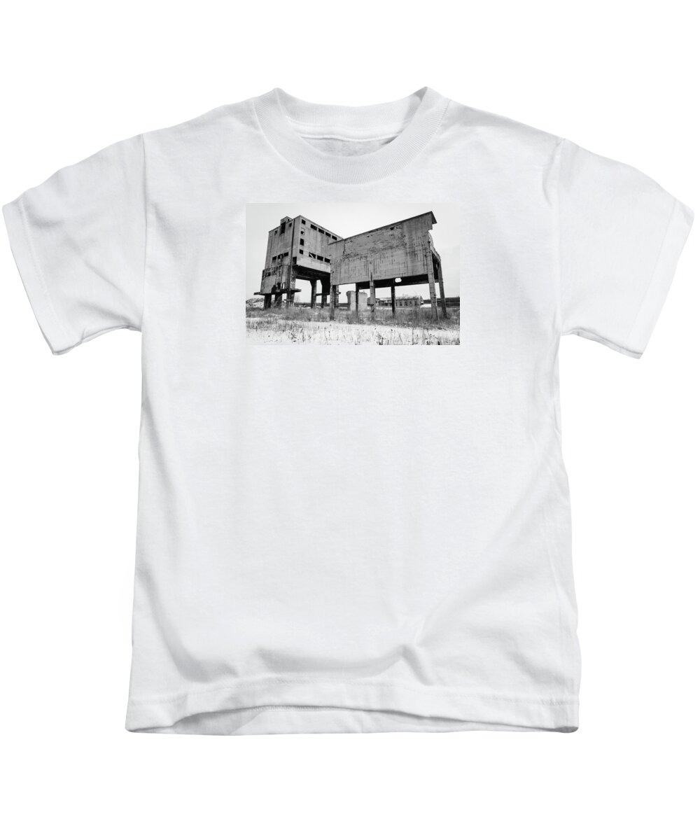Dark Kids T-Shirt featuring the photograph Dilapidated industrial building by Martin Vorel Minimalist Photography